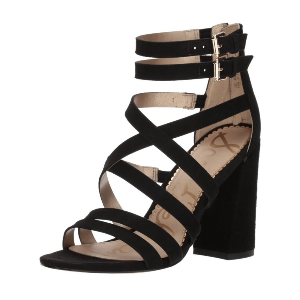 SAM EDELMAN Black Yema Strappy Block Heeled Sandal Size 10